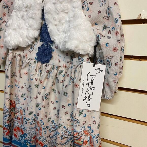 Pippa & Julie Boho Dress With Faux Fur Vest Size 2 - Picture 4 of 5